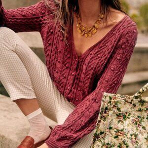Sezane Beryl Cardigan Rose Pale - Size XS